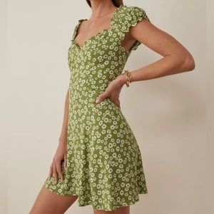 NWT Reformation Pacey Mini Dress in Fennel